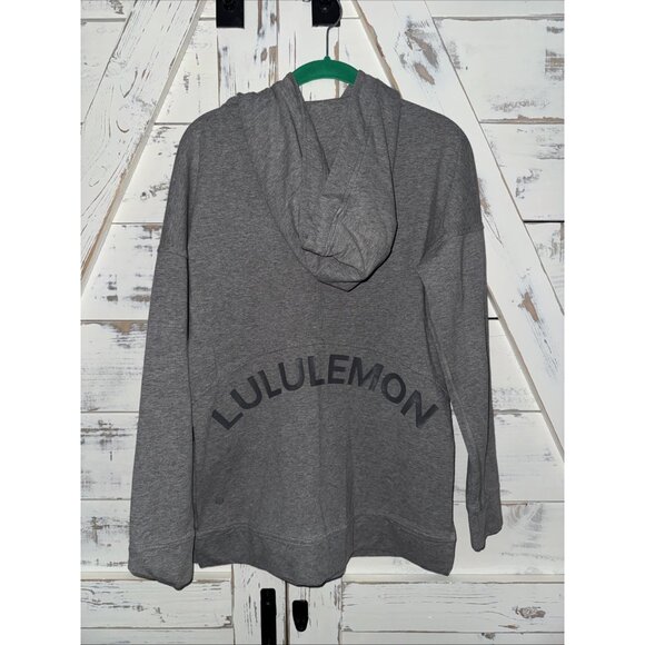 Lululemon Cut Above Hoodie Expression Heathered Gray Logo Back Side Slits Size 8 - Picture 2 of 10